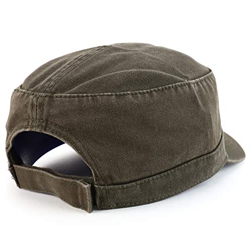 Trendy Apparel Shop Cotton Army Cap Military Flat Top Adjustable Baseball Cap - color: Dark Olive Green
