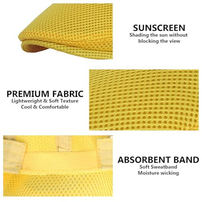 meioro Men's Mesh Flat Cap Summer Breathable Newsboy Hats Beret Ivy Cap Gatsby Irish Cabbie Driving Hat Full Head Wrap - color: Yellow