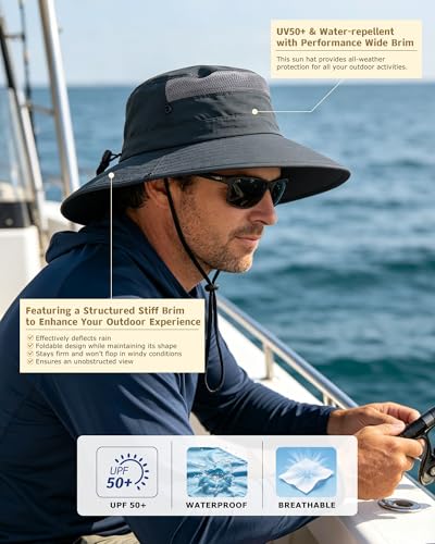 3 Pack Mens Boonie Sun Hat UV Protection Outdoor Bucket Fishing Hat for Hiking Safari & Gardening - color: 3 Pack-dark Grey