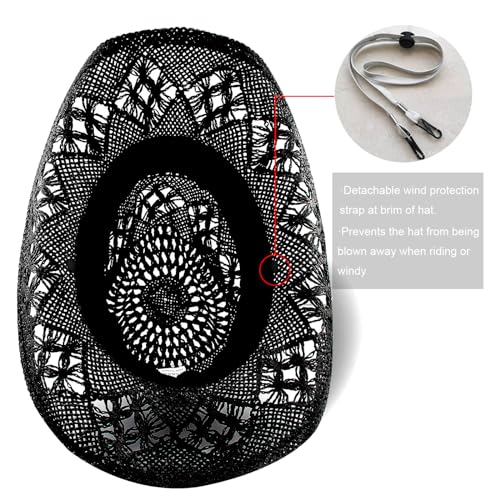 Foeran Men's Women's Straw Cowboy Hat Cowgirl Woven Sun Hat Western Cowboy Hat Two Decorative Bands - color: Black-bull Head