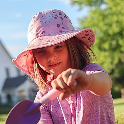 icolor Kids Sun Hat UPF50+ Sun Protection Bucket Hat Toddler Summer Beach Play Hats with Neck Flap for Girl Boy Ages 3~10 - color: Cute Rabbit