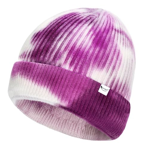 Winter Beanie Soft Warm Knit Hat Daily Cuffed Cap for Men Women - color: Purple