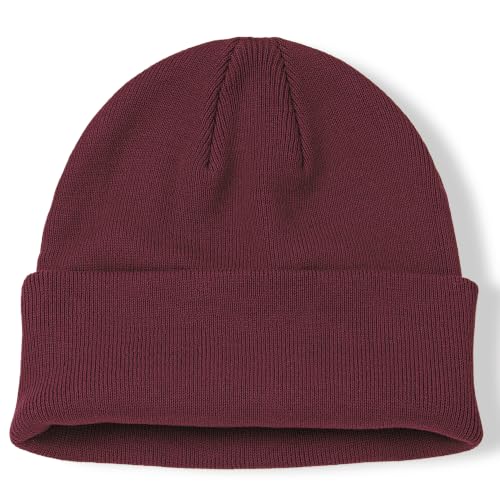 100% Cotton Beanie for Women Men Soft Knit Beanies Warm Winter Hat - color: Wine Red