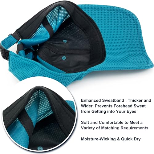Long Brim Golf/Running Hat Full Mesh Baseball Cap Breathable - color: Lake-blue, size: One Size