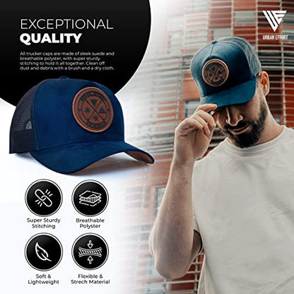 Urban Effort Trucker Hat for Men & Women, Mesh Back Baseball Cap, 5 Panel - color: Dark Blue, style: Mesh Back