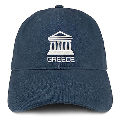 Trendy Apparel Shop Greece Embroidered Soft Crown 100% Brushed Cotton Cap - color: Navy