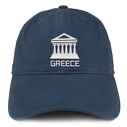 Trendy Apparel Shop Greece Embroidered Soft Crown 100% Brushed Cotton Cap - color: Navy