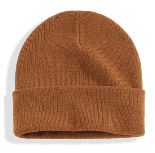 Connectyle Men's Cuffed Beanie Hat Double Layer Knit Winter Watch Cap - color: Camel
