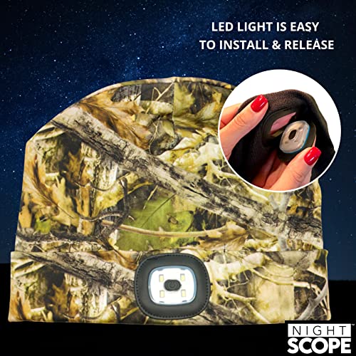 Classic Rechargeable LED Warm Knit Beanie Head Light Hat Headlamp for Outdoor Activities - color: Camo