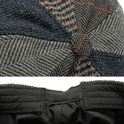 Men's Faux Woolen Tweed Plaid Ivy Cabbie Gatsby Newsboy Golf Paperboy Hat Cap - color: 878grey