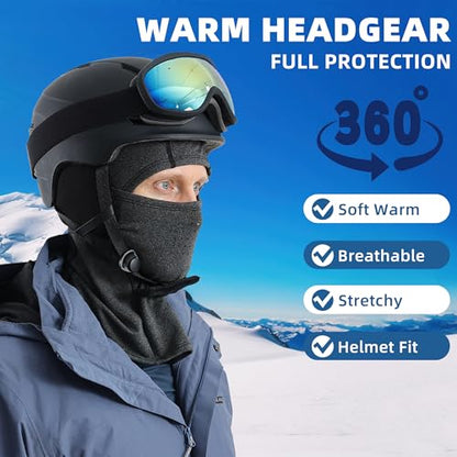 Winter Balaclava Ski Mask for Men Women Thermal Face Mask Breathable Face Cover for Cold Weather Motorcycle Snowboard - color: E2-dark Grey(breath Hole)