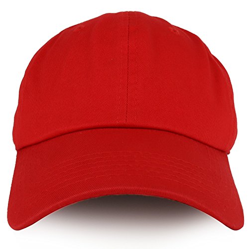 Trendy Apparel Shop Plain Unstructured Relaxed Style Dad Hat - color: Red