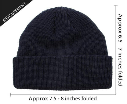 Fisherman Short Beanie Leon Roll up Trawler Classic Skullcap Hipster Beanie Warm Winter Hats Acrylic Ribbed Knit Cuff Daily - color: Navy Fisherman Beanie