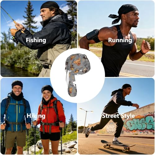 Durag Wicking Skull Caps Quick-Drying Cycling Cap Head Wrap Bandana Hats Liners for Men and Women - color: Caps 4