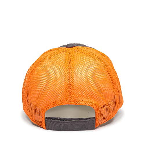 Outdoor Cap Garment Washed Meshback Cap - color: Charcoal/Neon Orange