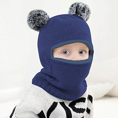 Baby Winter Hat Scarf Set, Unisex Infant Toddler Kids Hat Scarf - color: Navy, size: 2-5T