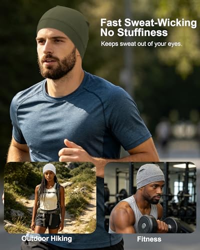 3-Pack 100% Cotton Skull Cap for Men Women Helmet Liner Caps - color: 3pcs-black,white,army Green