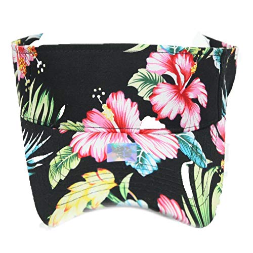 Adult Hawaiian Visor Beach Hibiscus Floral Hat Fashion Tropical Hats Sun Travel Cap Hiking - color: Black