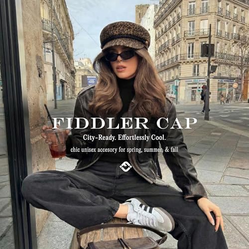 Funky Junque Greek Fisherman Newsboy Cap, Cotton Captains Bakerboy Hat - color: Leopard