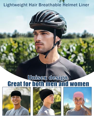 Cotton Skull Caps Lightweight Summer Beanie Hat Thin Sleep Sleeping Hats Chemo Caps Running Helmet Liner - color: Black & Pink