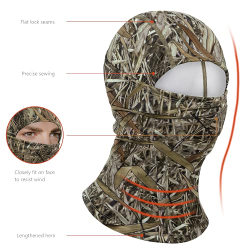 BASSDASH Winter Balaclava Fleece Ski Mask Ninja Hood Neck Warmer Fishing Hunting - color: Marshreed Ⅱ