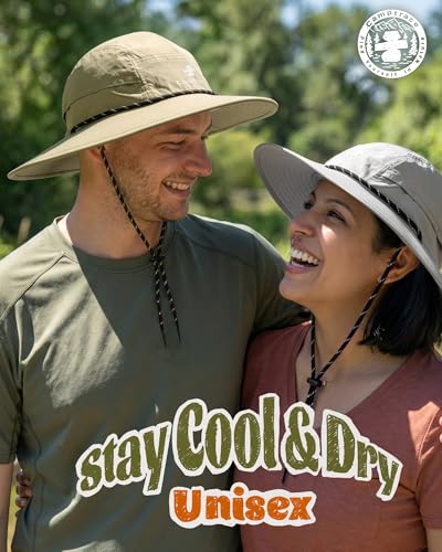 Camptrace Sun Hats for Women Men UV Protection Hiking Fishing Cap - color: Khaki