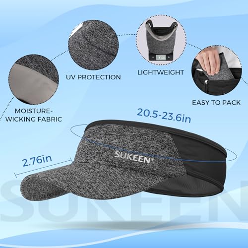Sukeen Lightweight Sports Sun Visor Hat for Men Women - color: Black/Grey