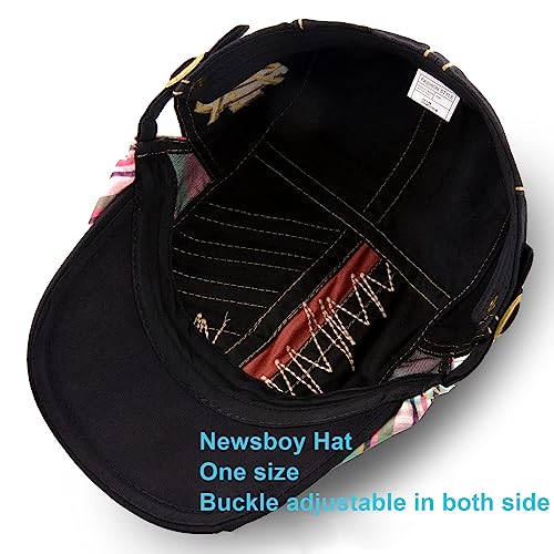 M MOACC Men Beret Hat Cotton Adjustable Newsboy Hats Cabbie Gatsby Cap Driving Flat Caps - color: Hat-t1-black(12489)