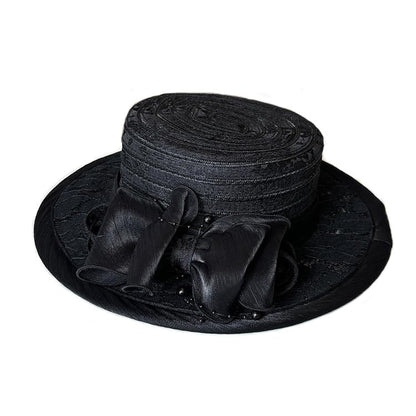 Women's Organza Derby Fascinator Hat Cloche Bowler Hat Cocktail Tea Party Wedding Sun Hat - color: K-black