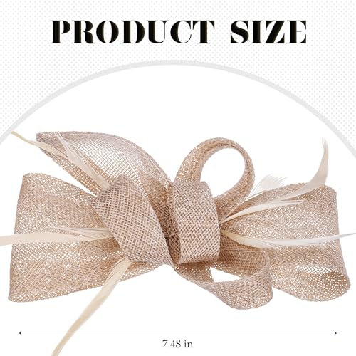 Zinniday Victoria Tea Party Hat - 2025 Bow Derby Attire Hats with Hairpin,1920s 50s Feather Fascinators for Women - color: Champagne