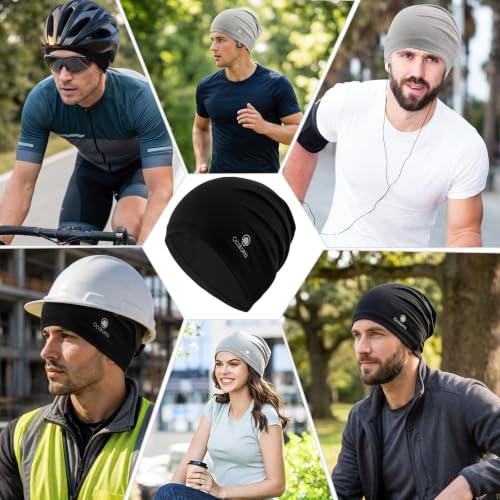 Ocatoma Cooling Skull Cap for Men,Sweat Wicking Breathable Helmet Liner - color: Black+black+gray