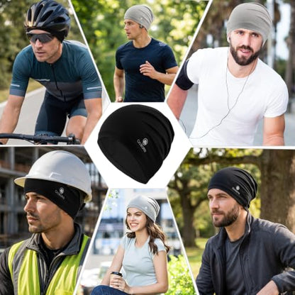 Ocatoma Cooling Skull Cap for Men,Sweat Wicking Breathable Helmet Liner - color: Black