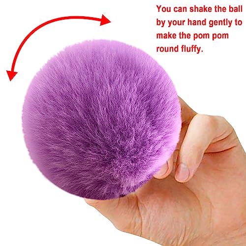 BQTQ 40 Pcs Faux Fur Pom Poms DIY Hat Pompoms with Elastic Loop (Rainbow) - color: Rainbow