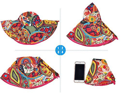 iHomey Packable Shapeable Extra Large Brim Floppy Sun Hat Reversible UPF 50+ Beach Sun Bucket Hat - color: A-beige