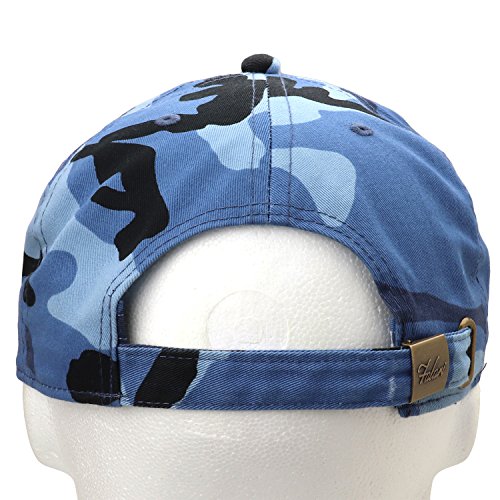 Falari Classic Baseball Cap Dad Hat 100% Cotton Soft Adjustable Size - color: Camouflage - Blue
