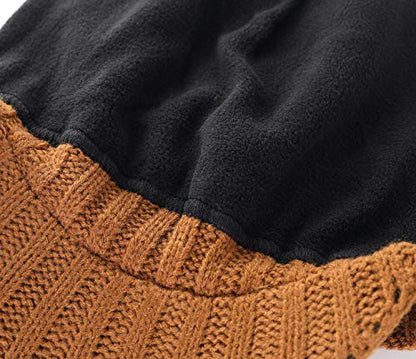 Home Prefer Men's Winter Hat Thick Knit Beanie Cap with Visor Newsboy Beanie Hat - color: Brown