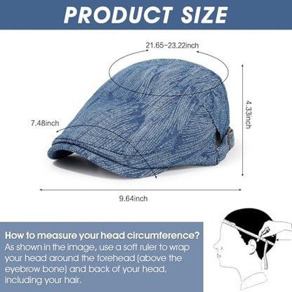 2Pcs Men's Newsboy Cap Cotton Flat Ivy Gatsby Driving Hat - color: Nz1-black+lightblue