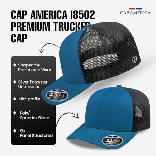 Cap America i8502 Flexfit 110 6-Panel Trucker Cap w/Adjustable Snapback - color: Navy