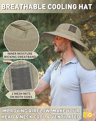 Tirrinia Neck Flap Fishing Safari Cap for Men - color: # Olive