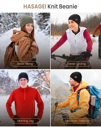 HASAGEI Beanie Hats for Men & Women, Winter Knit Beanie Hat, Warm Soft Beanies for Outdoor Work, Running, Hiking, Skiing