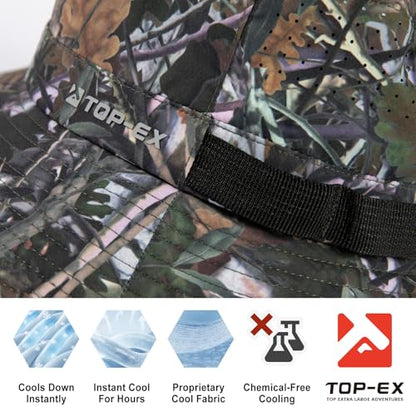 Camo Mens Wide Brim Golf Bucket Cooling Sun Hat L XL Extra Large Size UV Protection Camouflage Boonie Sunhat Summer Hiking Outdoor Fishing SPF50