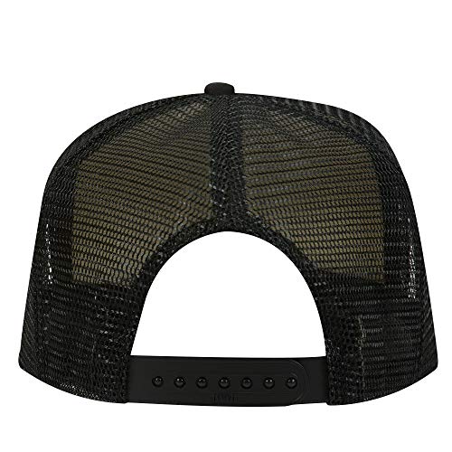 Ashen Fane Polyester Foam Front 5 Panel High Crown Mesh Back Trucker Hat - color: Black