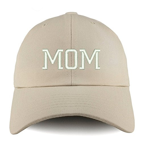 Trendy Apparel Shop Mom Embroidered Low Profile Soft Cotton Dad Hat Cap - color: Beige