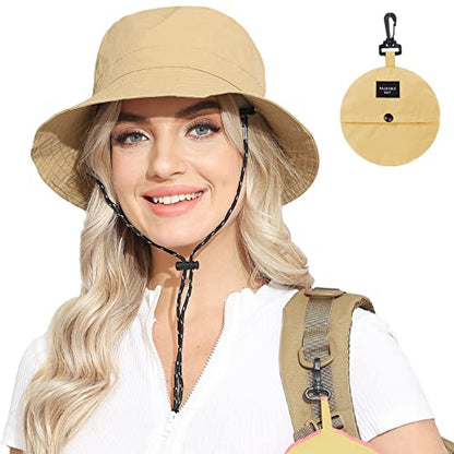Packable Bucket Hat for Women Waterproof UV Protection Sun Hat - color: Khaki