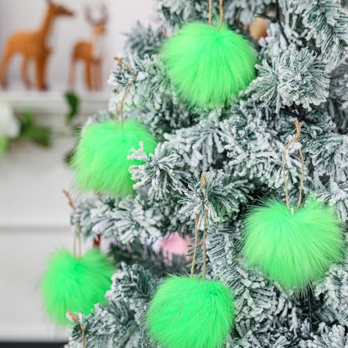 Tatuo 16 Pcs Faux Fur Pom Poms for Hats, Green - color: Green