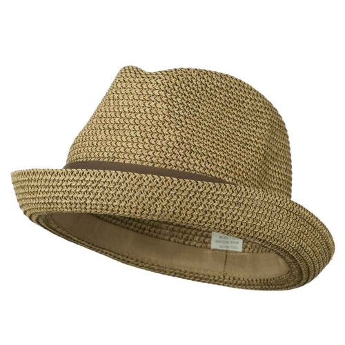 Men's Fedora with Paper Straw Braid - color: Tan, size: Large