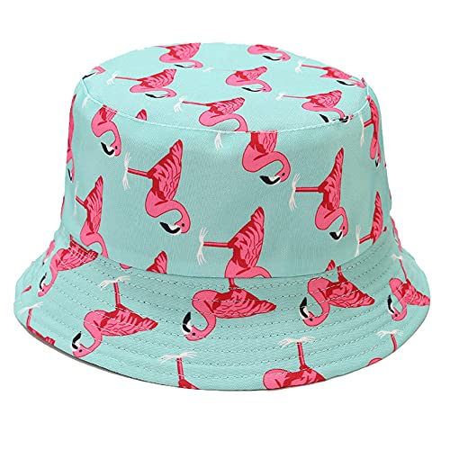 Umeepar Unisex Reversible Packable Bucket Hat Sun Hat for Men Women - color: Flamingo Mint Blue