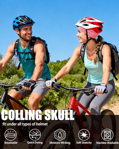 Cooling Skull Cap Breathable Mesh Helmet Liner Motorcycle Cycling - color: 2-black+pink