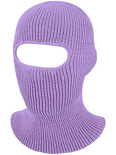 SATINIOR 1 Hole Ski Mask Winter Knitted Balaclava Warm Full Face Mask Windproof Head Cover for Men Women Sports Outdoor - color: Purrple, size: Medium