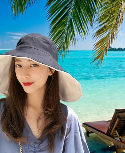 FaroDor Women's Reversible Bucket Hat UV Protection Packable Travel Cap Wide Brim Sun Hats 2026 - color: 3navy Blue